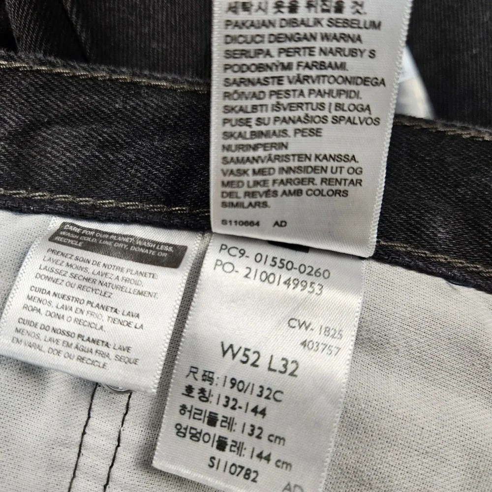 Levis 550 Relaxed Fit Black Stretch Denim Jeans Mens 52x32 01550-0260